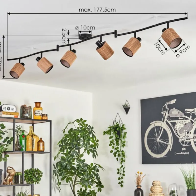 hofstein Kinnared Plafonnier Noir, 6 lumières