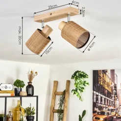 hofstein Kinnared Plafonnier, Spot de plafond Chrome, Écru, 2 lumières