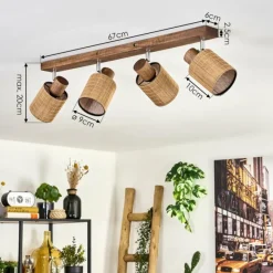 hofstein Kinnared Plafonnier, Spot de plafond Chrome, Brun foncé, 4 lumières