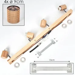 hofstein Kinnared Plafonnier, Spot de plafond Chrome, Écru, 4 lumières