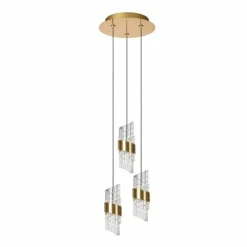 Lampes Dorées-Luminaires Lucide KLIGANDE Suspension LED Or, Laiton, 3 lumières