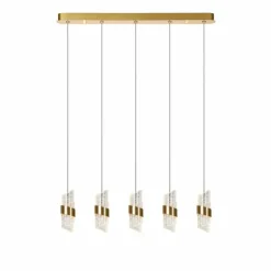 Lampes Dorées-Luminaires Lucide KLIGANDE Suspension LED Or, 5 lumières