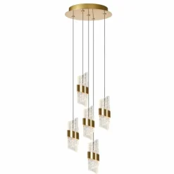 Lampes Dorées-Luminaires Lucide KLIGANDE Suspension LED Or, 5 lumières