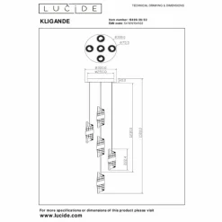 Lampes Dorées-Luminaires Lucide KLIGANDE Suspension LED Or, 5 lumières