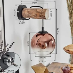 Lampes Vintages & Rétros-hofstein Koyoto Applique murale Écru, Noir, 1 lumière