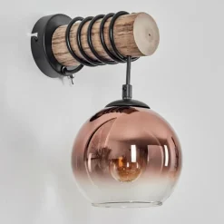Lampes Vintages & Rétros-hofstein Koyoto Boule lumineuse, Applique murale Écru, Noir, 1 lumière