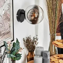 hofstein Koyoto Boule lumineuse, Applique murale, Spot mural Chrome, Clair, Fumé, 1 lumière