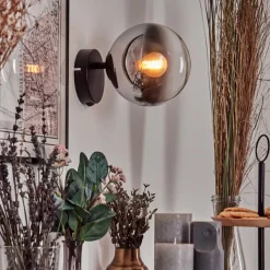 hofstein Koyoto Boule lumineuse, Applique murale, Spot mural Chrome, Clair, Fumé, 1 lumière