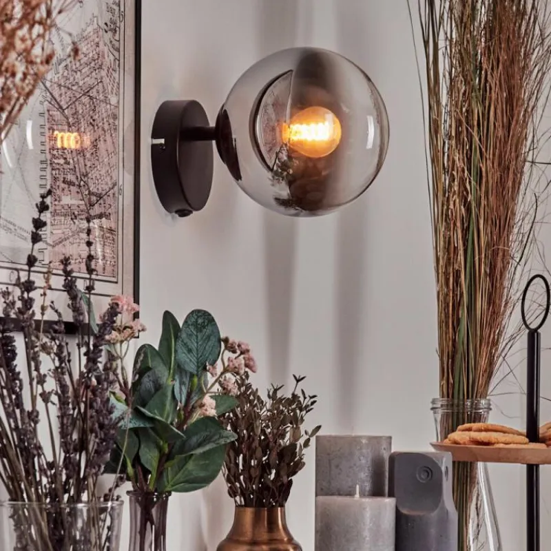 hofstein Koyoto Boule lumineuse, Applique murale, Spot mural Chrome, Clair, Fumé, 1 lumière