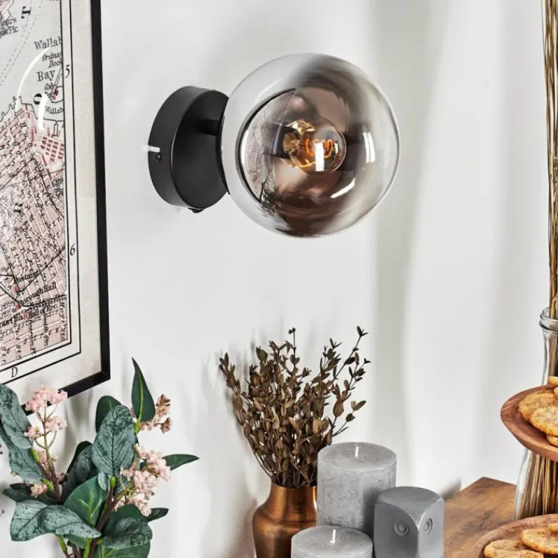 hofstein Koyoto Boule lumineuse, Applique murale, Spot mural Chrome, Clair, Fumé, 1 lumière
