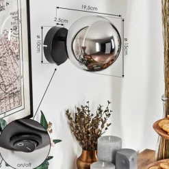 hofstein Koyoto Boule lumineuse, Applique murale, Spot mural Chrome, Fumé, 1 lumière