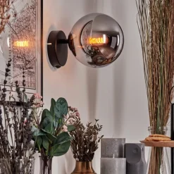 hofstein Koyoto Boule lumineuse, Applique murale, Spot mural Chrome, Fumé, 1 lumière