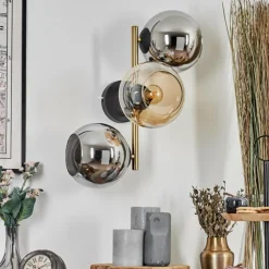 Lampes Dorées-hofstein Koyoto Boule lumineuse, Applique murale Or, Noir, 3 lumières