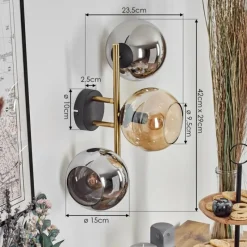 Lampes Dorées-hofstein Koyoto Boule lumineuse, Applique murale Or, Noir, 3 lumières