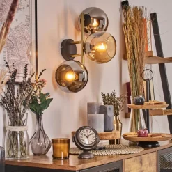 Lampes Dorées-hofstein Koyoto Boule lumineuse, Applique murale Or, Noir, 3 lumières