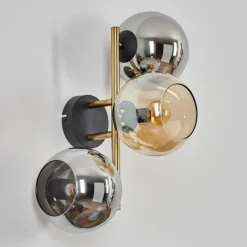 Lampes Dorées-hofstein Koyoto Boule lumineuse, Applique murale Or, Noir, 3 lumières