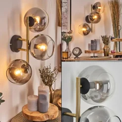 Lampes Dorées-hofstein Koyoto Boule lumineuse, Applique murale Or, Noir, 3 lumières