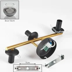 Lampes Dorées-hofstein Koyoto Boule lumineuse, Applique murale Or, Noir, 3 lumières