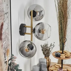 Lampes Dorées-hofstein Koyoto Boule lumineuse, Applique murale Or, Noir, 3 lumières