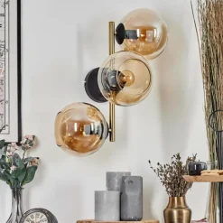 hofstein Koyoto Boule lumineuse, Applique murale Or, Noir, 3 lumières