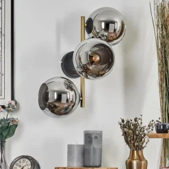 Lampes Dorées-hofstein Koyoto Boule lumineuse, Applique murale Or, Noir, 3 lumières