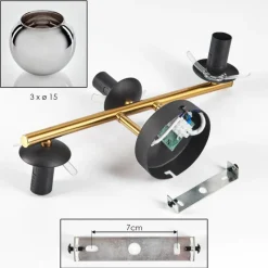 Lampes Dorées-hofstein Koyoto Boule lumineuse, Applique murale Or, Noir, 3 lumières