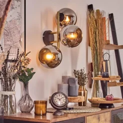 Lampes Dorées-hofstein Koyoto Boule lumineuse, Applique murale Or, Noir, 3 lumières