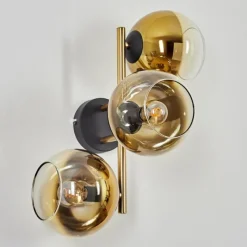 hofstein Koyoto Boule lumineuse, Applique murale Or, Noir, 3 lumières