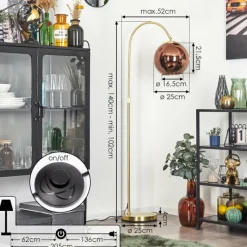 hofstein Koyoto Boule lumineuse, Lampadaire Laiton, 1 lumière