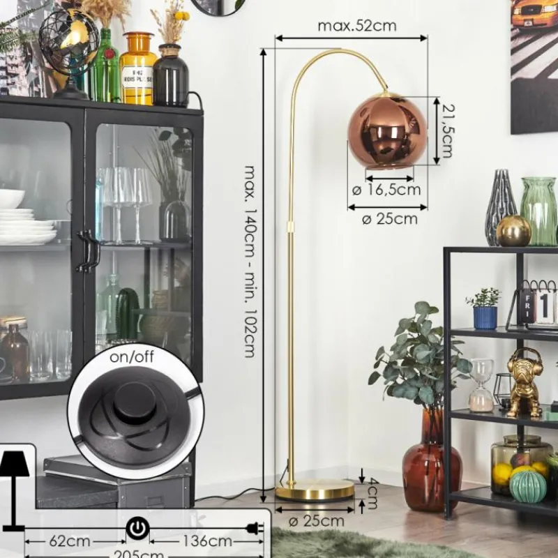 hofstein Koyoto Boule lumineuse, Lampadaire Laiton, 1 lumière