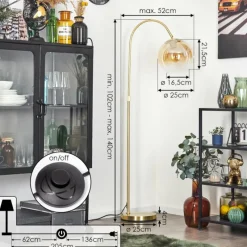 hofstein Koyoto Boule lumineuse, Lampadaire Laiton, 1 lumière