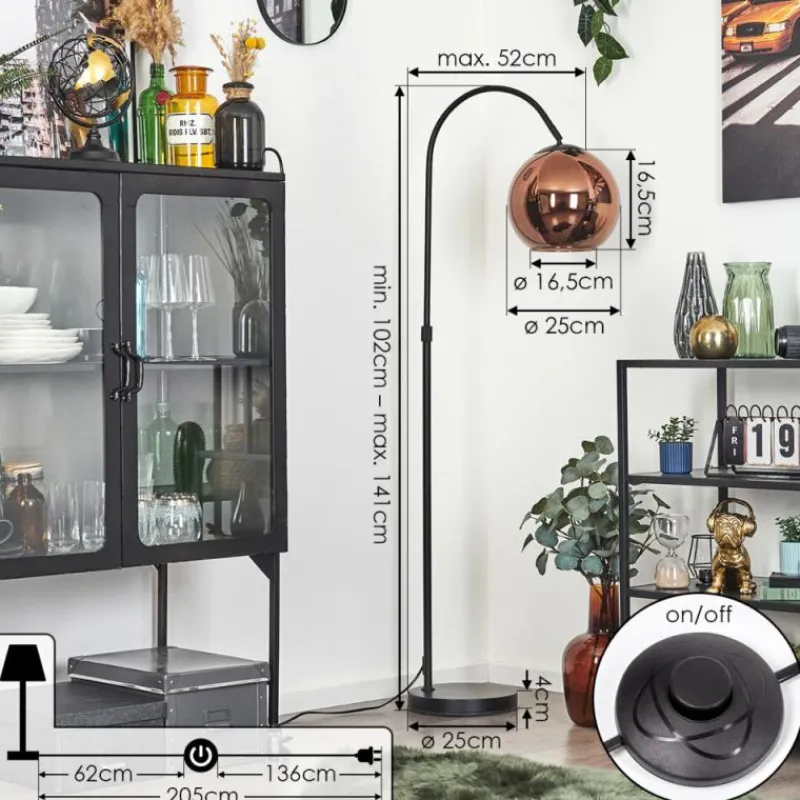 hofstein Koyoto Boule lumineuse, Lampadaire Cuivré, 1 lumière