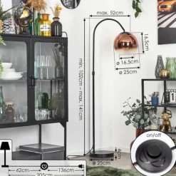 hofstein Koyoto Boule lumineuse, Lampadaire Clair, Cuivré, 1 lumière