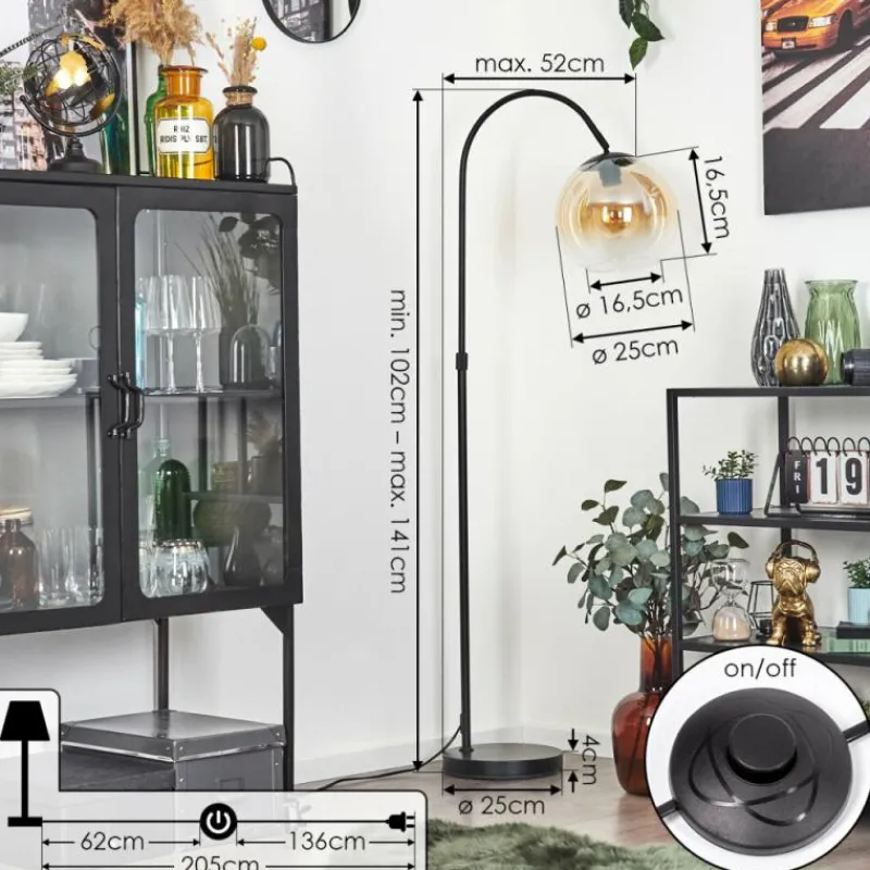 hofstein Koyoto Boule lumineuse, Lampadaire Ambre, Clair, 1 lumière