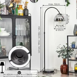 hofstein Koyoto Boule lumineuse, Lampadaire Chrome, Clair, Fumé, 1 lumière