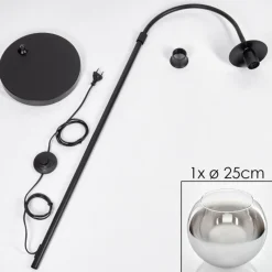 hofstein Koyoto Boule lumineuse, Lampadaire Chrome, Clair, Fumé, 1 lumière