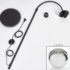 hofstein Koyoto Boule lumineuse, Lampadaire Chrome, Fumé, 1 lumière