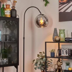 hofstein Koyoto Boule lumineuse, Lampadaire Chrome, Fumé, 1 lumière