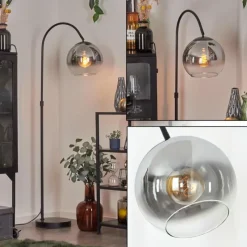 hofstein Koyoto Boule lumineuse, Lampadaire Chrome, Clair, Fumé, 1 lumière
