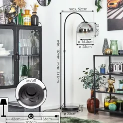 hofstein Koyoto Boule lumineuse, Lampadaire Chrome, Clair, Fumé, 1 lumière