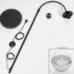 hofstein Koyoto Boule lumineuse, Lampadaire Chrome, Clair, Fumé, 1 lumière