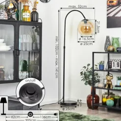 hofstein Koyoto Boule lumineuse, Lampadaire Ambre, 1 lumière