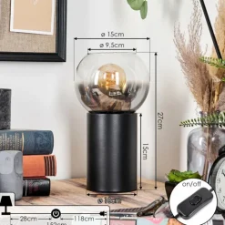 hofstein Koyoto Boule lumineuse, Lampe de bureau, Lampe à poser Clair, Fumé, 1 lumière