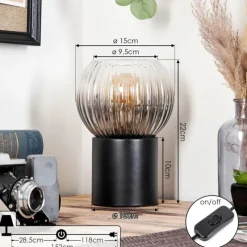 hofstein Koyoto Boule lumineuse, Lampe de bureau, Lampe à poser Clair, Fumé, 1 lumière