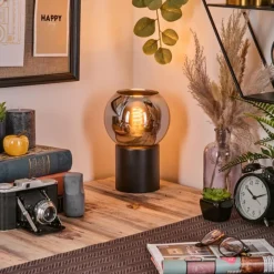 hofstein Koyoto Boule lumineuse, Lampe de bureau, Lampe à poser Chrome, Fumé, 1 lumière