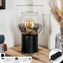 hofstein Koyoto Boule lumineuse, Lampe de bureau, Lampe à poser Clair, Fumé, 1 lumière