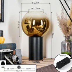 hofstein Koyoto Boule lumineuse, Lampe de bureau, Lampe à poser Or, Clair, 1 lumière