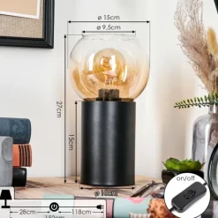 hofstein Koyoto Boule lumineuse, Lampe de bureau, Lampe à poser Ambre, Clair, 1 lumière