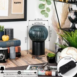 Lampes Vintages & Rétros-hofstein Koyoto Boule lumineuse, Lampe de bureau, Lampe à poser Bleu, 1 lumière