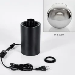 hofstein Koyoto Boule lumineuse, Lampe de bureau, Lampe à poser Chrome, Clair, Fumé, 1 lumière